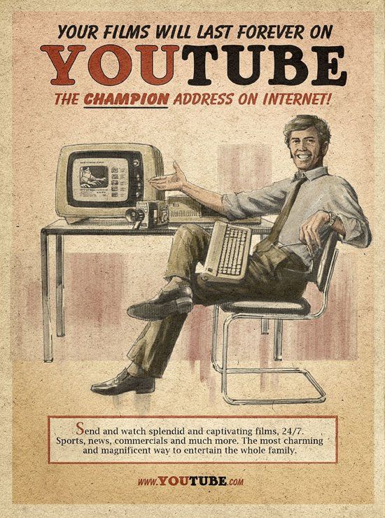 4 pubs vintage Facebook, YouTube, Skype et Twitter