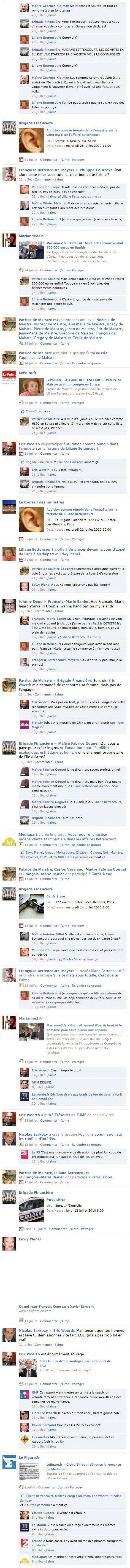 L’affaire Woerth Bettencourt continue sur Facebook
