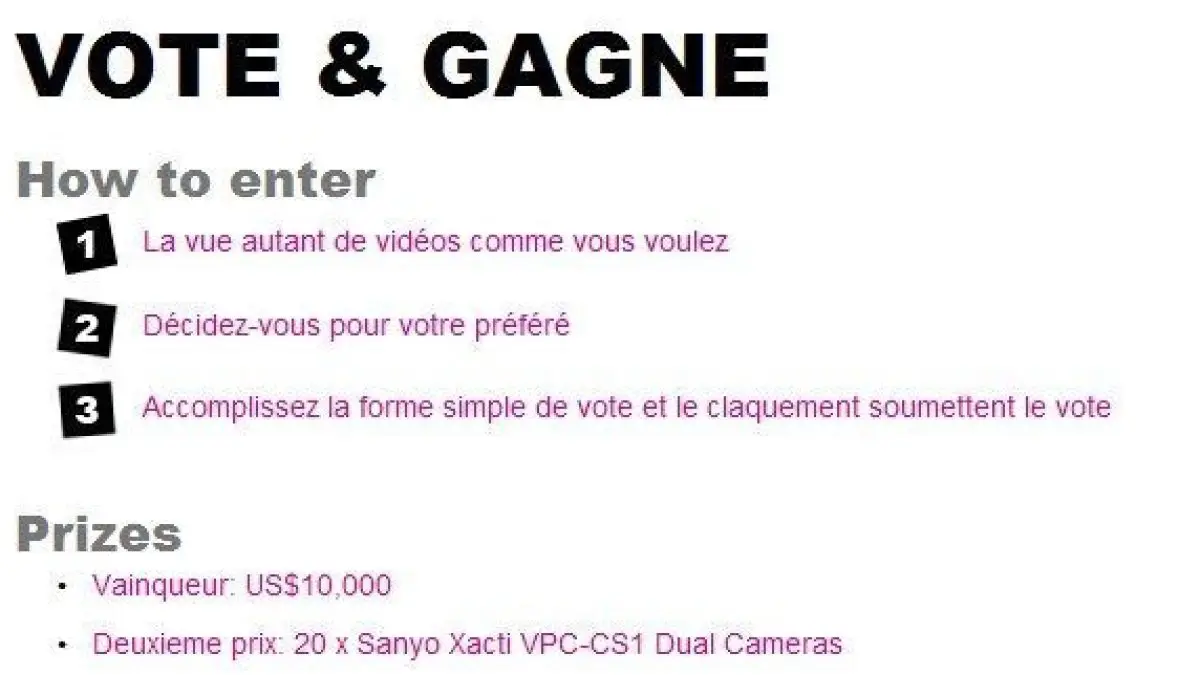 20 Caméras Xacti et 10000$ à gagner