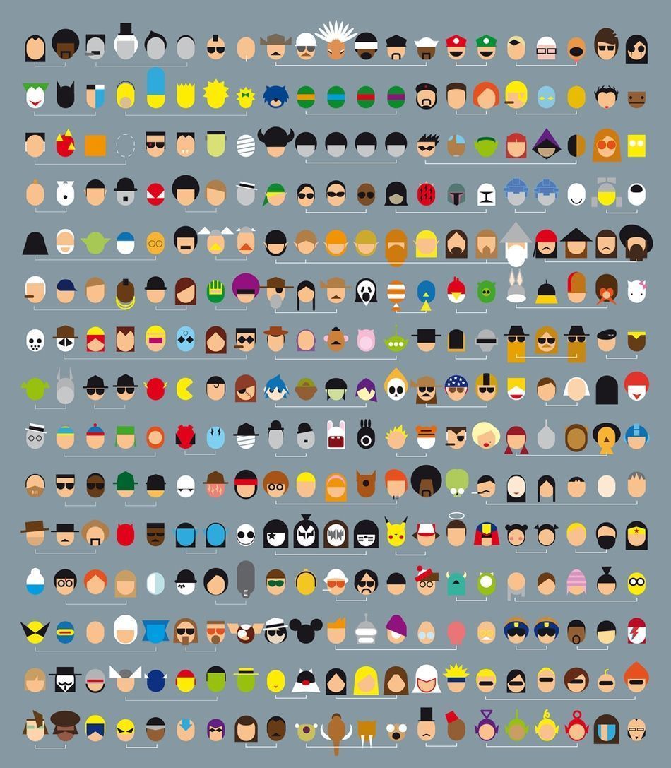 315 portraits minimalistes de héros populaires