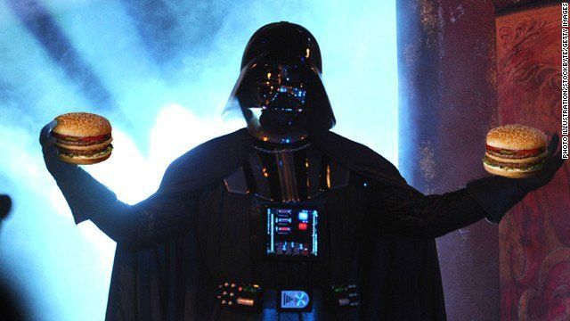 Un hamburger tout noir chez Quick pour le lancement de Star Wars Episode I en 3D