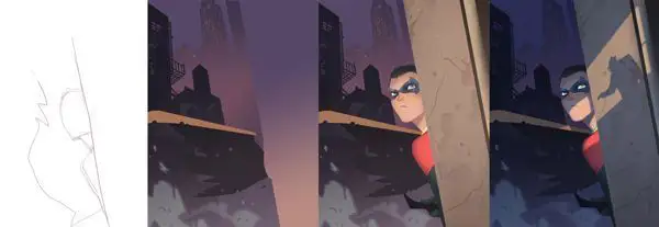 7 Illustrations de Super Héros décomposées depuis l’esquisse jusqu’au rendu final #9