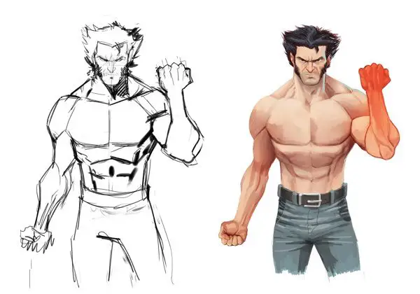 7 Illustrations de Super Héros décomposées depuis l’esquisse jusqu’au rendu final #24