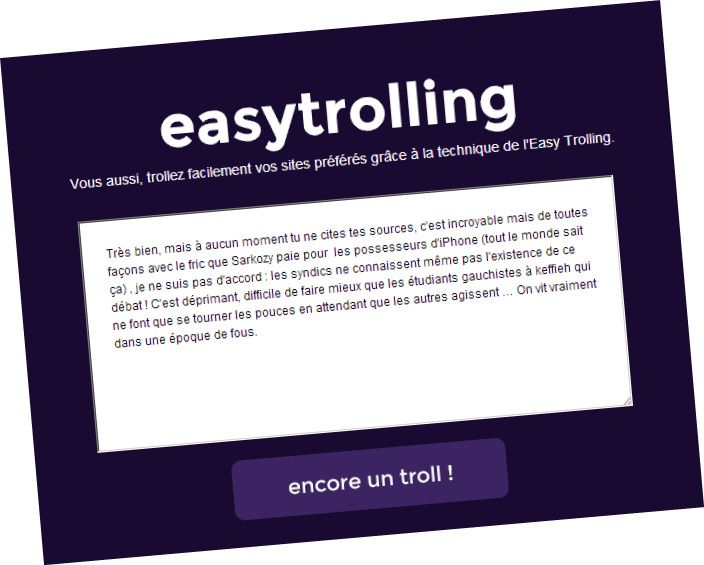 Easy Trolling permet de générer des commentaires 100% Troll #2