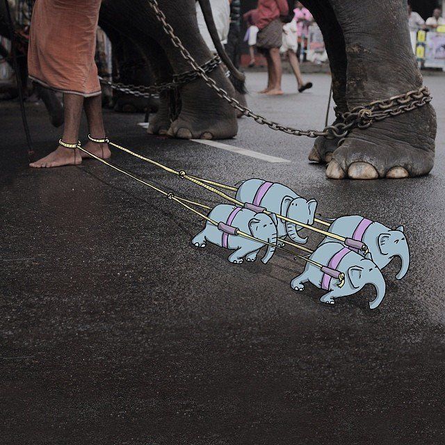 Il rajoute des petits personnages délirants dans des photos Instagram #56