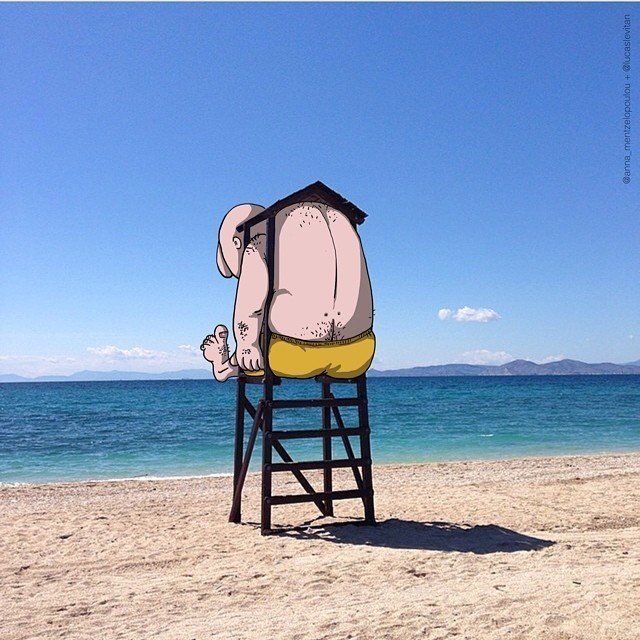 Il rajoute des petits personnages délirants dans des photos Instagram #55