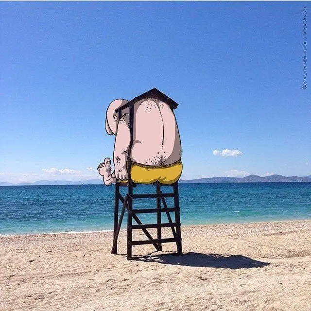 Il rajoute des petits personnages délirants dans des photos Instagram #55