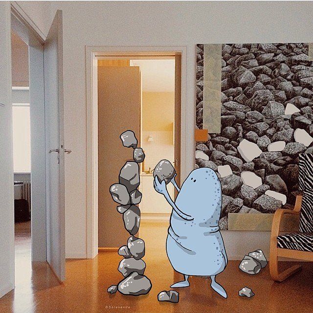 Il rajoute des petits personnages délirants dans des photos Instagram #40