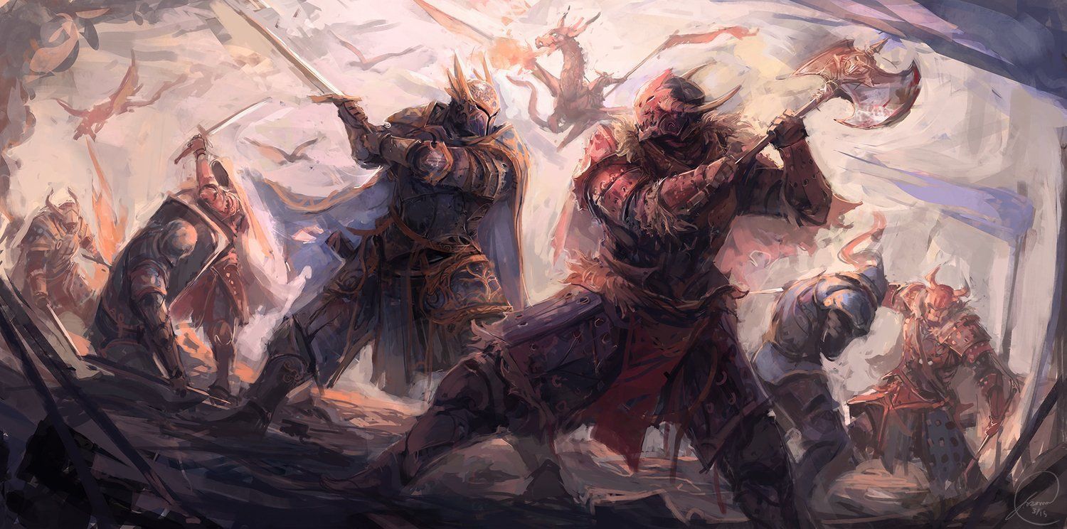 De fabuleuses illustrations Heroic Fantasy de chevaliers de magiciens et de dragons #2