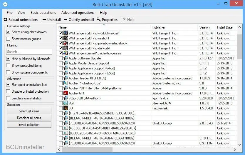 désinstaller des programmes en une fois bcuninstaller