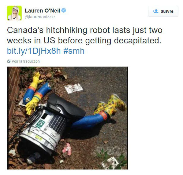 HitchBot, le robot auto-stoppeur victime de vandalisme #2