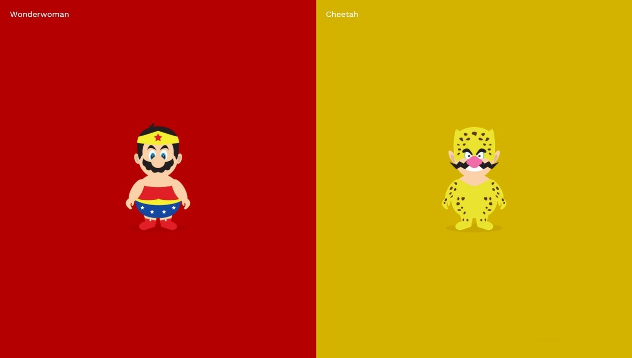 Mario Wonder Woman et Wario Cheetah