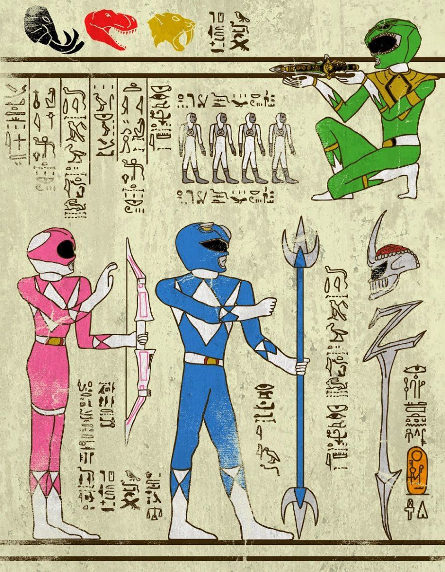 Les Power Rangers en mode hiéroglyphes - "Hero-Glyphic" par Josh Ln