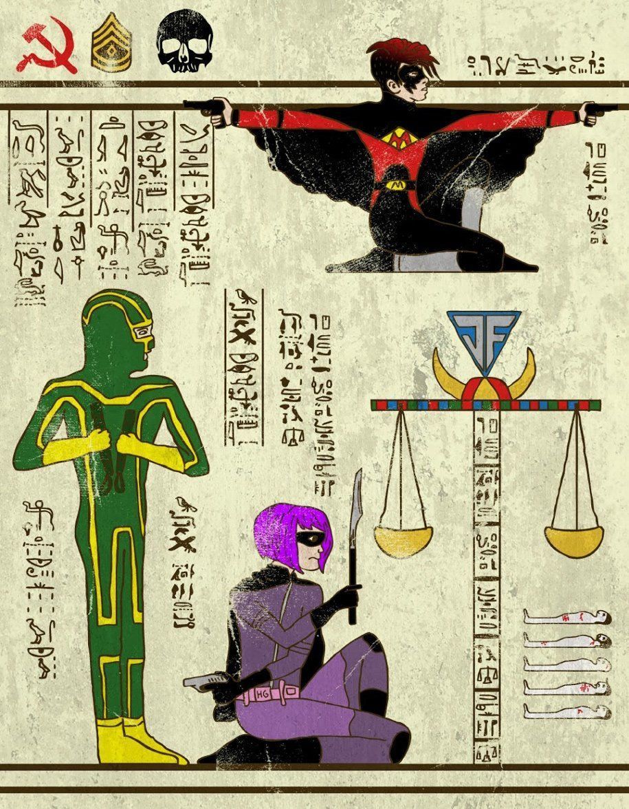 Kick Ass en hiéroglyphes - "Hero-Glyphic" par Josh Ln
