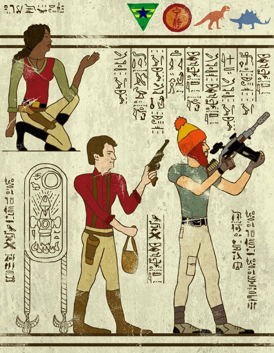 Jurassic Park en hiéroglyphes - "Hero-Glyphic" par Josh Ln