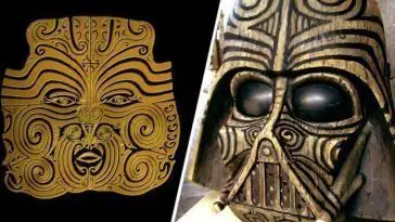Un masque de Dark Vador Tiki dans le style Maori