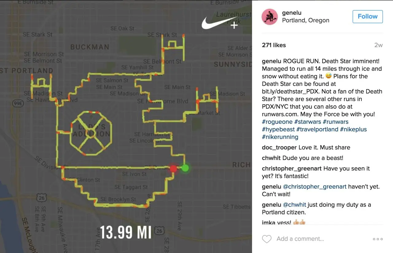 Il dessine des personnages de Star Wars en courant avec Nike+