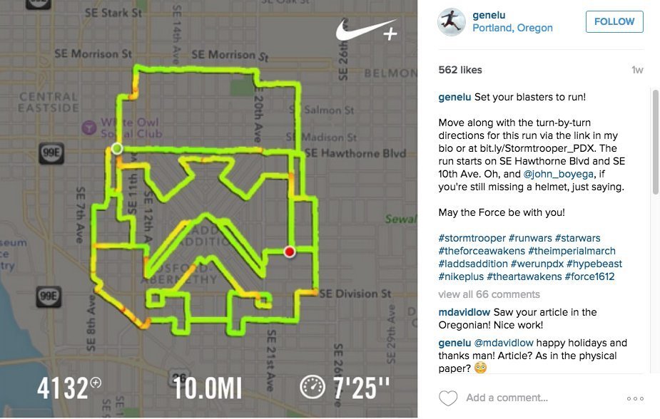 Il dessine des personnages de Star Wars en courant avec Nike+ #2