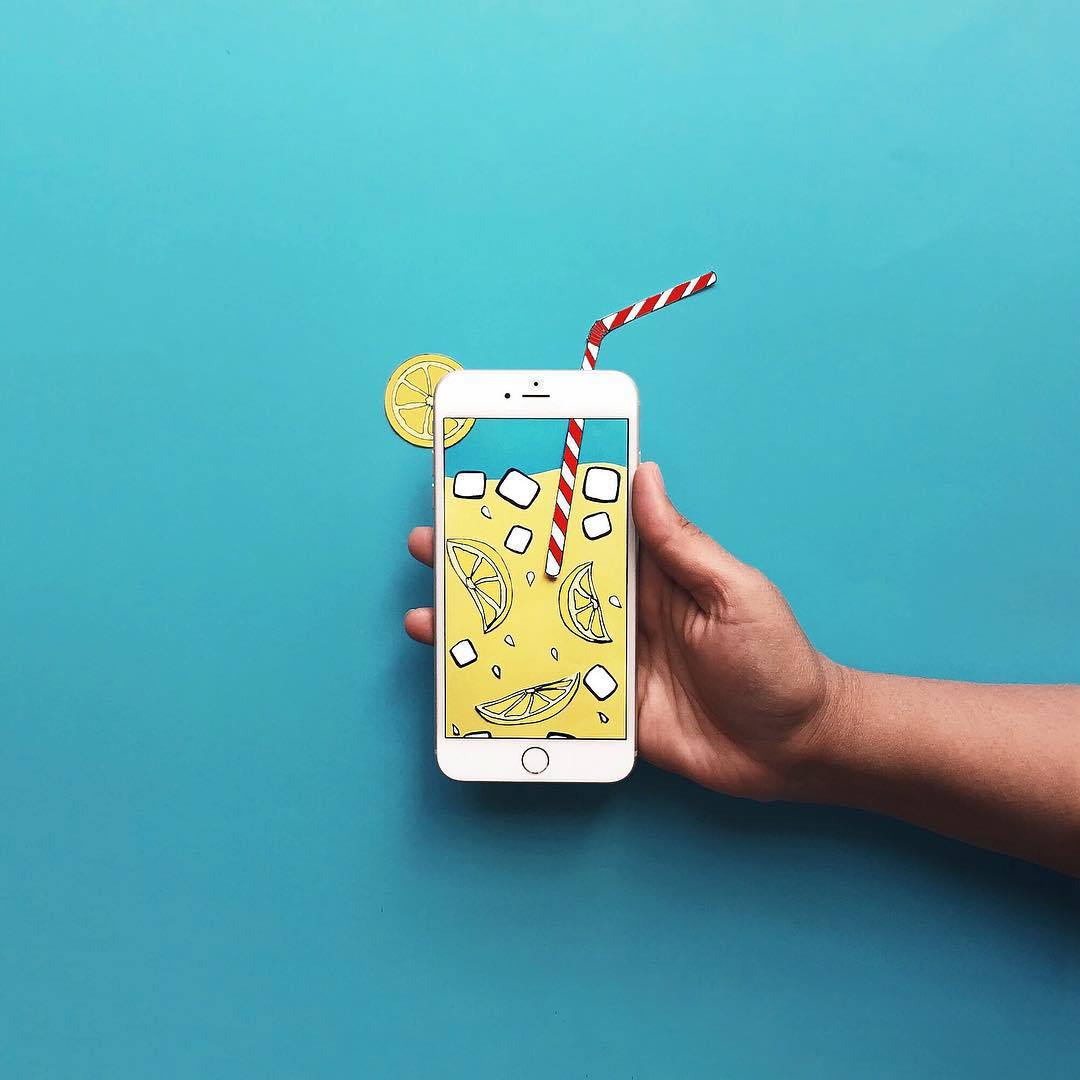 Avec juste un iPhone et quelques dessins il crée des photos Instagram absolument géniales