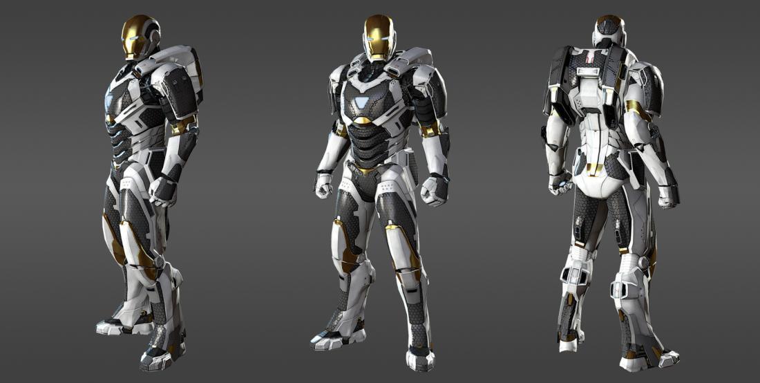 Un cosplay Iron Man Mark 39 équipé de propulseurs