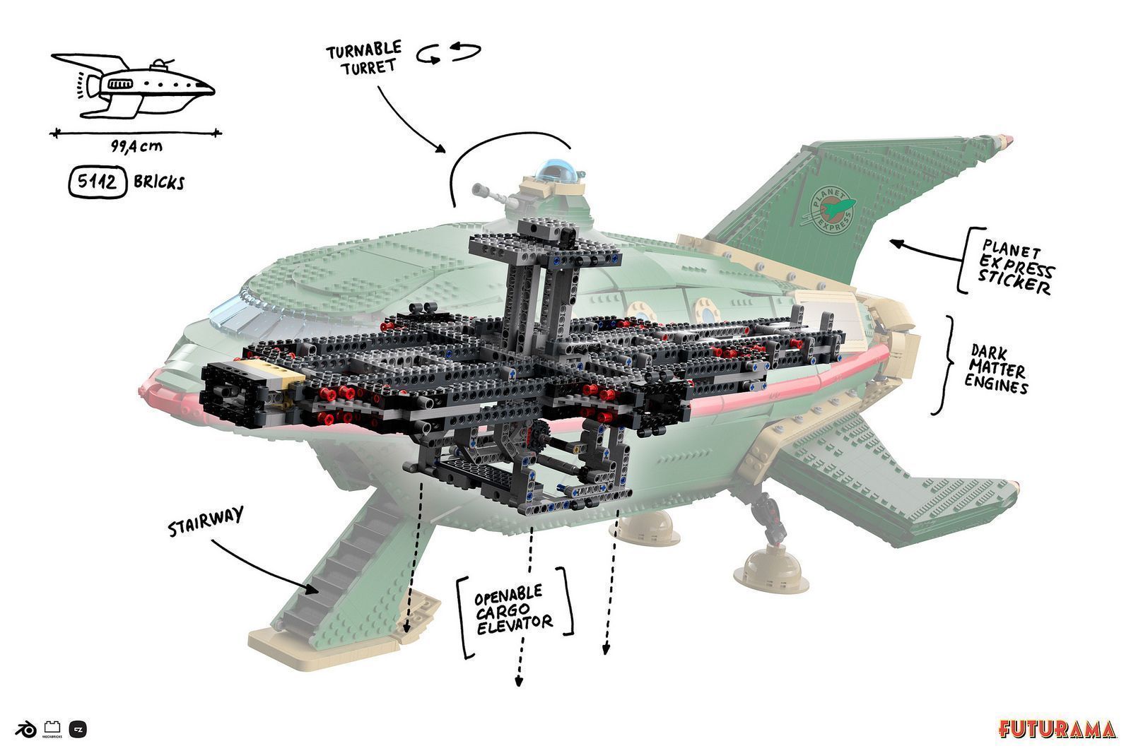 LEGO : une réplique du vaisseau de Futurama d’un mètre de long #3