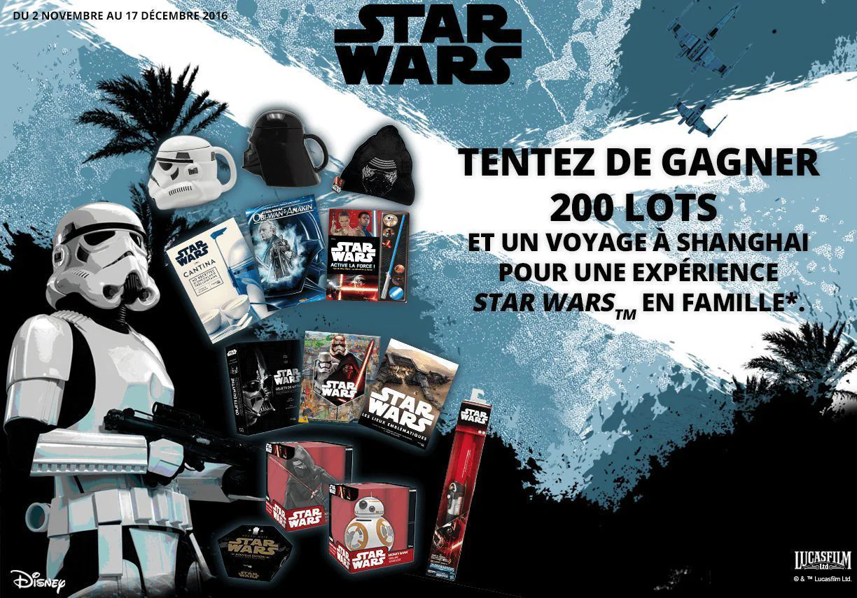 Concours Star Wars Rogue One : plus de 200 cadeaux à gagner dont un séjour à Disneyland Shanghaï
