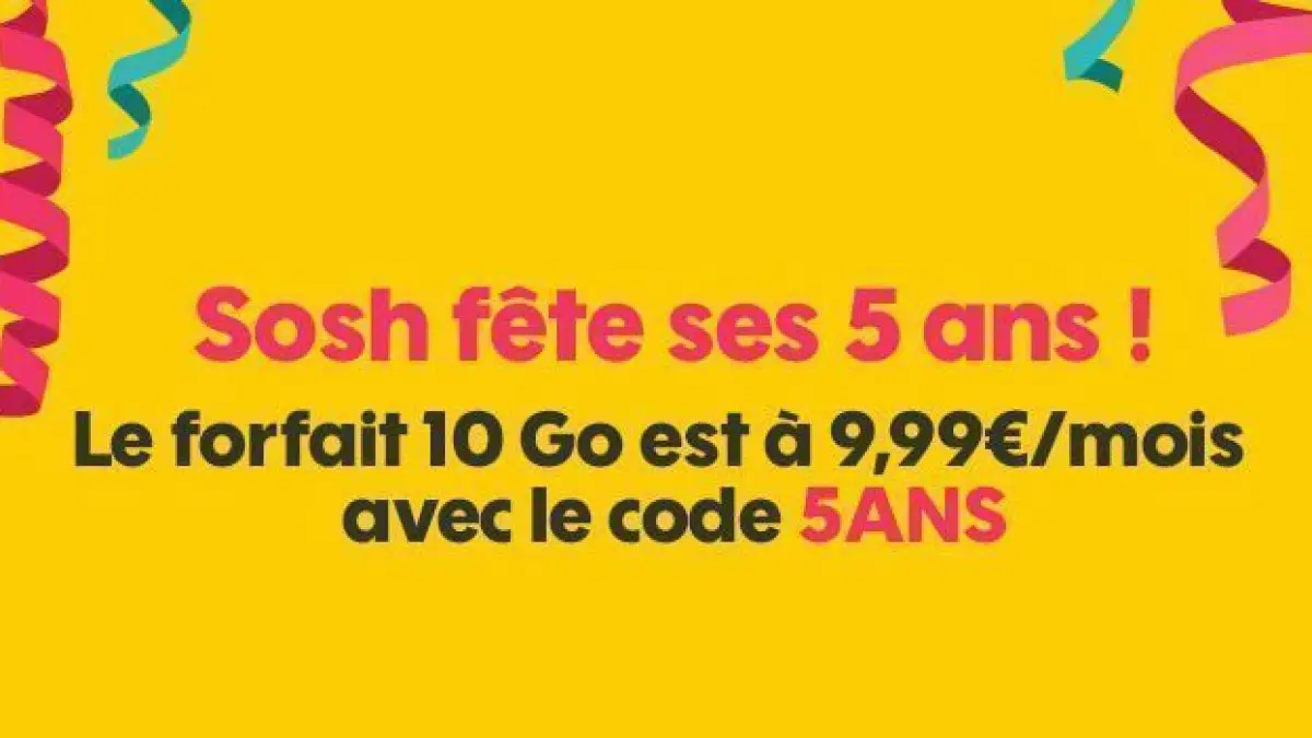 Le forfait SOSH 4G 10 Go est à 9,99€/mois jusqu’au 4 Décembre