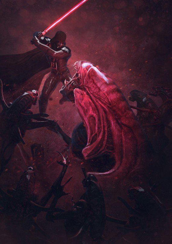 Cet artiste réunit Star Wars et Alien dans une magnifique série de fan arts