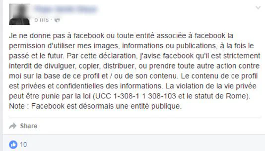 Facebook : pour protéger vos données personnelles, ne comptez pas sur un statut pseudo juridique