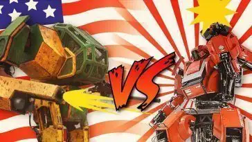 Combat de robots : un mecha américain découpe un robot japonais avec une tronçonneuse géante