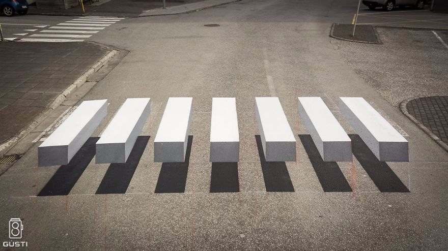Des passage piétons en 3D en Islande et en France