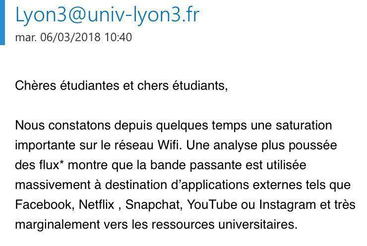 A l’Université 75% du Wifi est utilisé pour Netflix et les réseaux sociaux #3