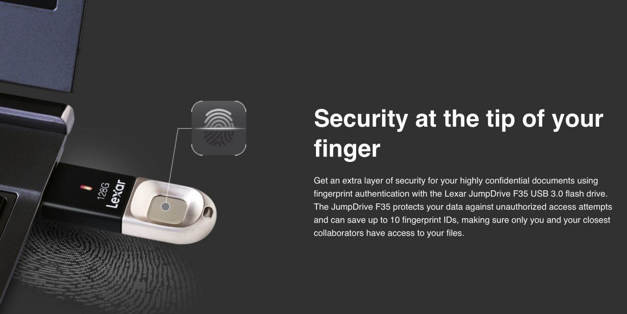 Lexar JumpDrive Fingerprint : une clé USB avec lecteur d’empreinte digitale