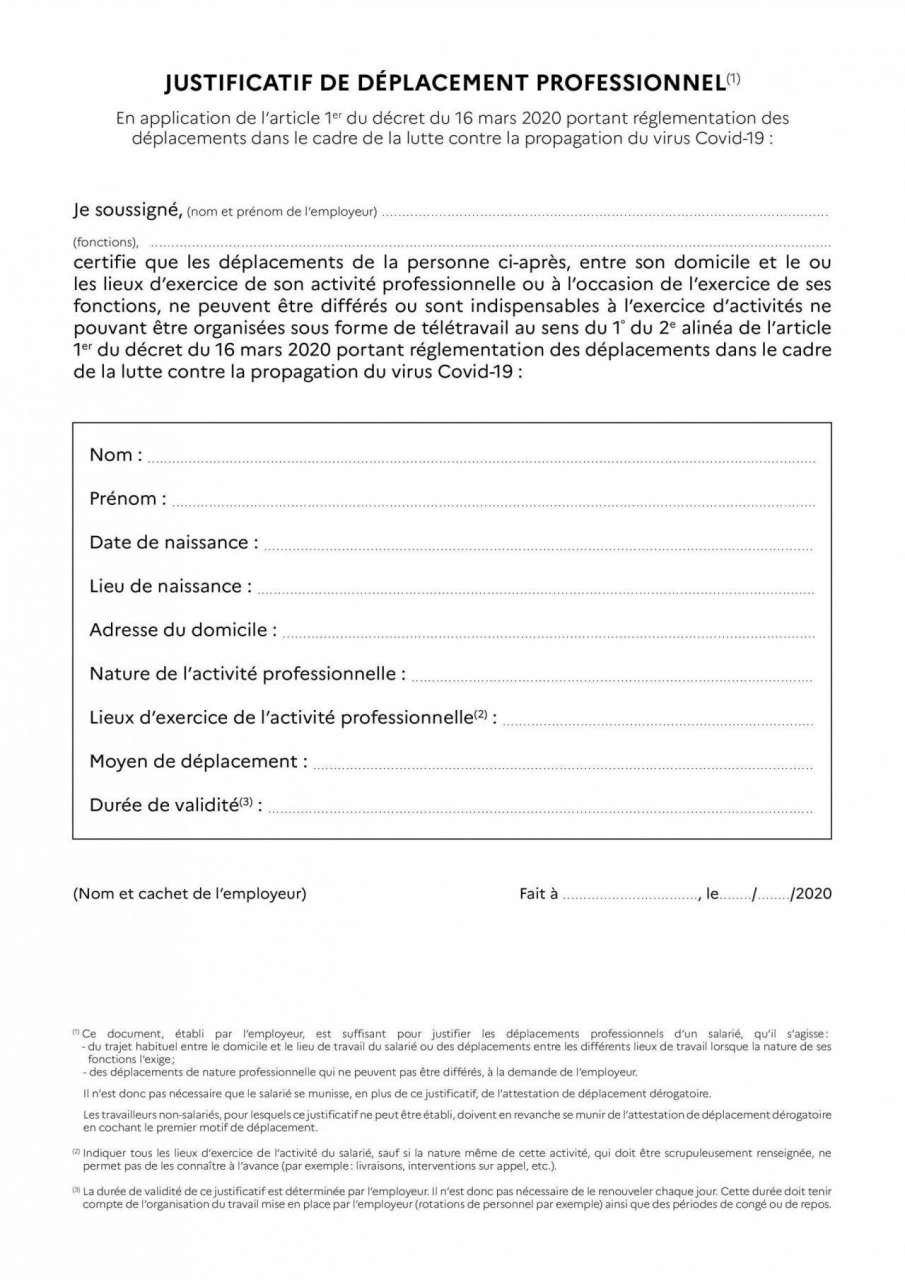 Coronavirus : télécharger la nouvelle attestation dérogatoire de sortie #3