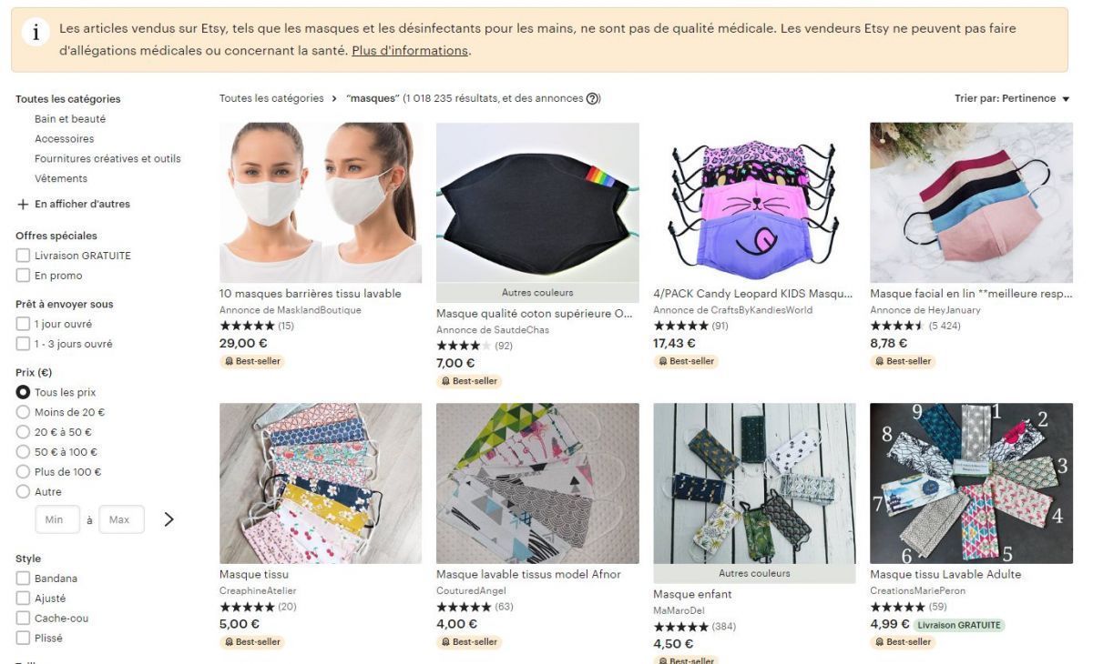 Coronavirus : 4 millions de masques « faits main » ont été vendus sur Etsy #5