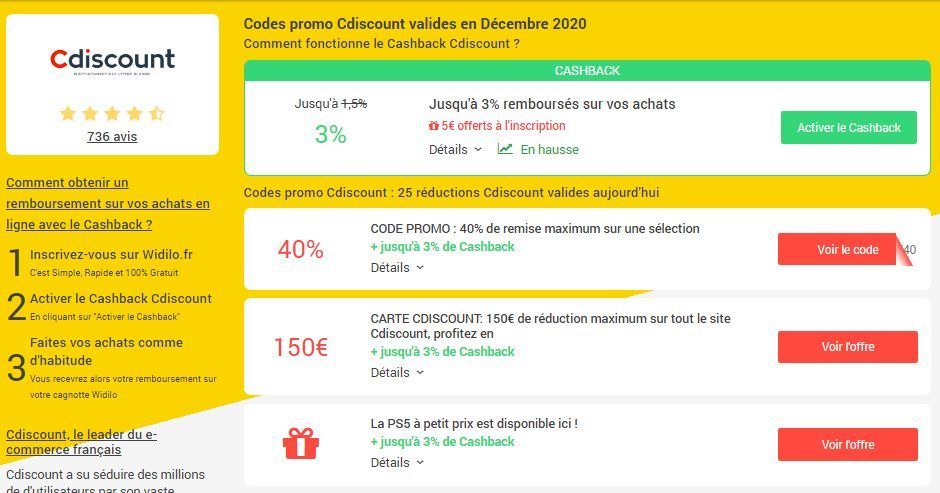 Cashback : comment vous faire rembourser jusqu’à 60% de vos achats sur internet avec Widilo #3
