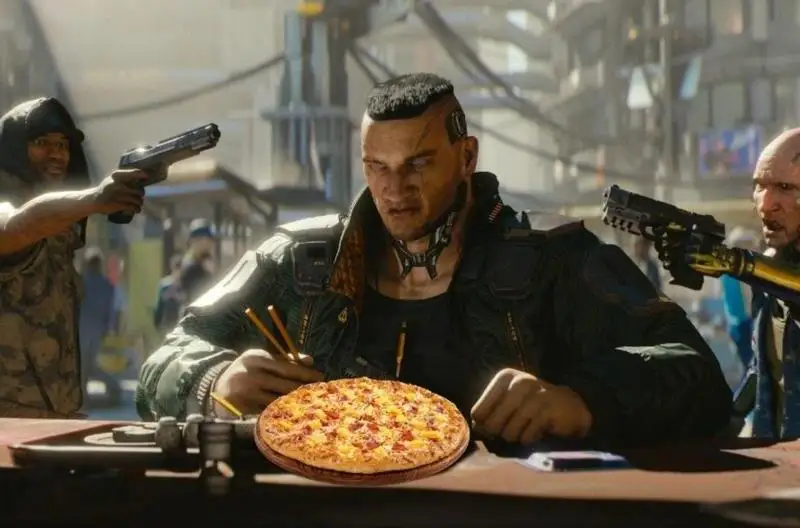 Dans Cyberpunk 2077 manger une Pizza aux Ananas est puni par la loi
