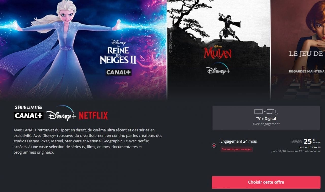Profitez de Canal+ Netflix et Disney+ pour seulement 25 euros par mois