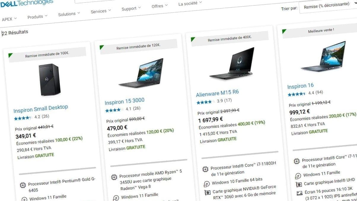 4 PC portables DELL soldés -500€ avec 4,5% de cashback #2