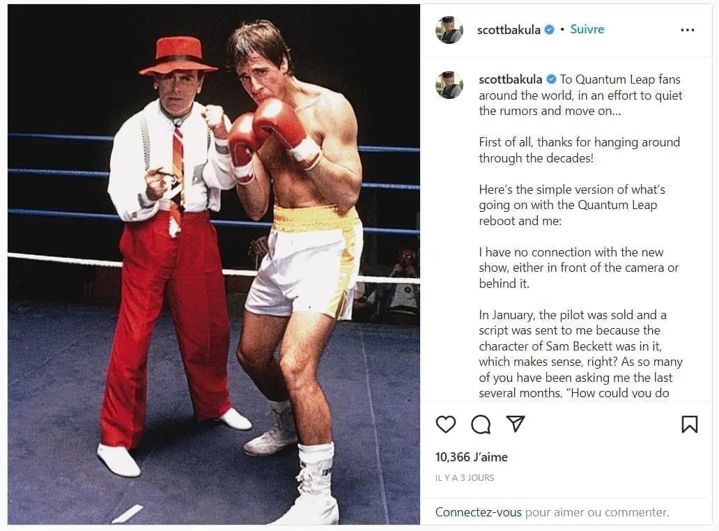 Scott Bakula ne sera pas dans la suite de Code Quantum #4