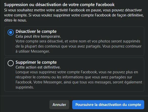 Comment Désactiver son compte Facebook ? #5
