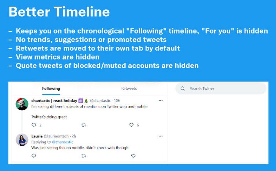 Supprimez les changements (idiots) apportés par Elon Musk avec Control Panel for Twitter #3