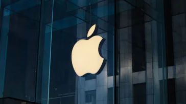 apple logo on glass window
