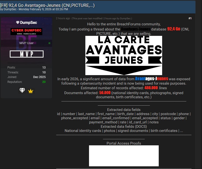 Carte Avantages Jeunes : une fuite massive de données personnelles revendiquée par un groupe de hackers #2